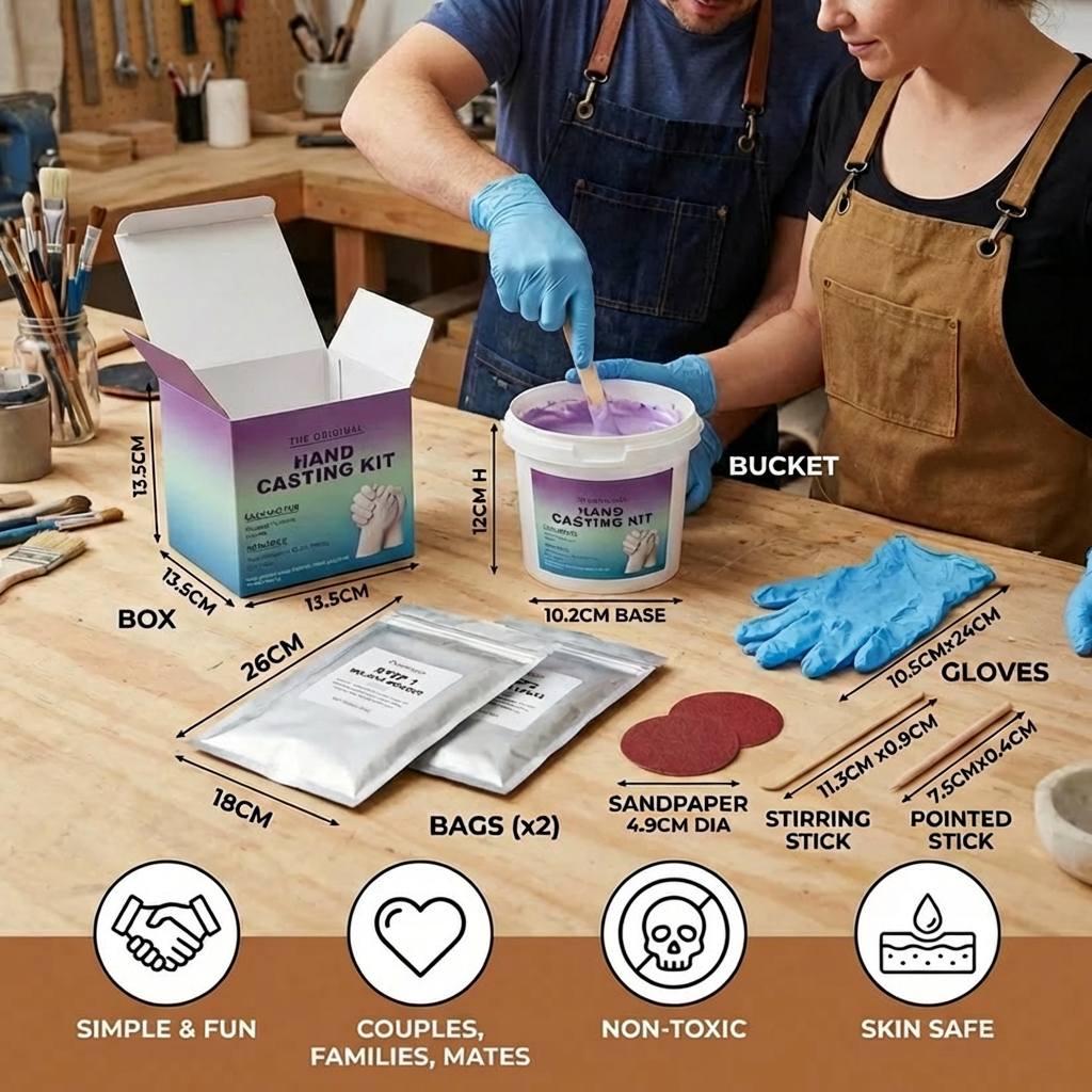 3D Plaster Hand Casting Kit with Molding Supplies and Instructions