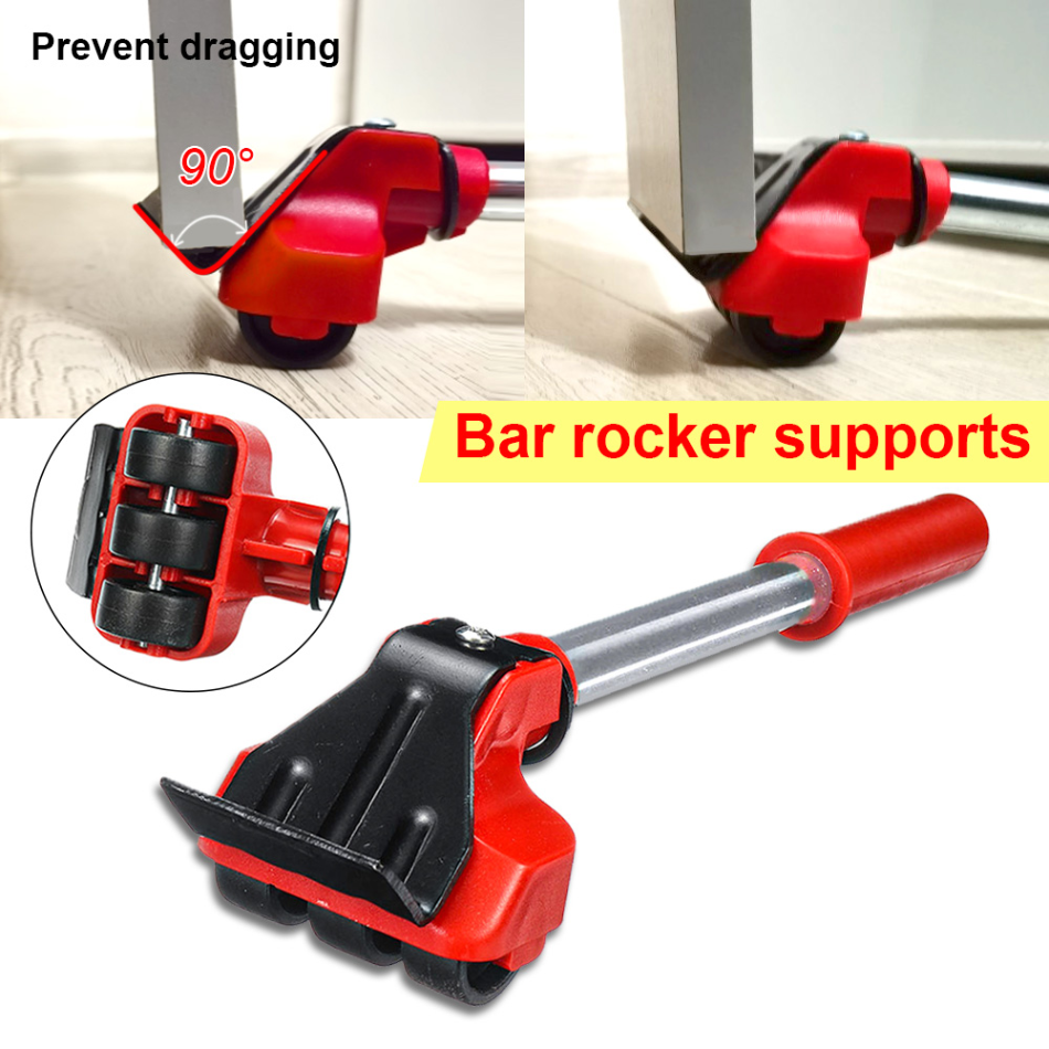 Furniture Moving System with 360 Degree Rotating Pads and Lifting Bar