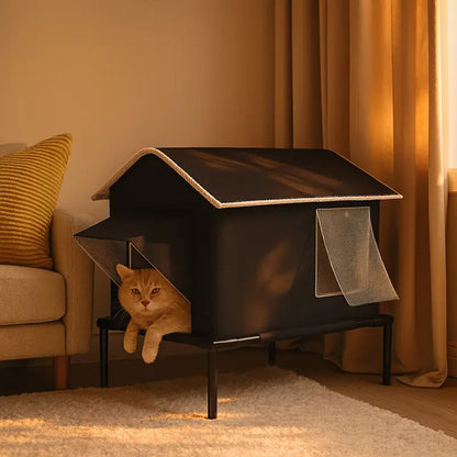 Elevated Pet Bed with Moisture Resistant Fabric and Stainless Steel Frame for Cats and Small Dogs