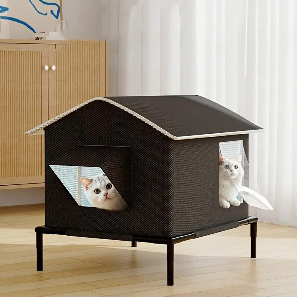 Elevated Pet Bed with Moisture Resistant Fabric and Stainless Steel Frame for Cats and Small Dogs