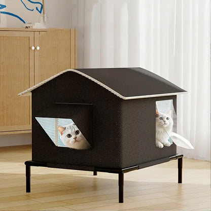 Elevated Pet Bed with Moisture Resistant Fabric and Stainless Steel Frame for Cats and Small Dogs