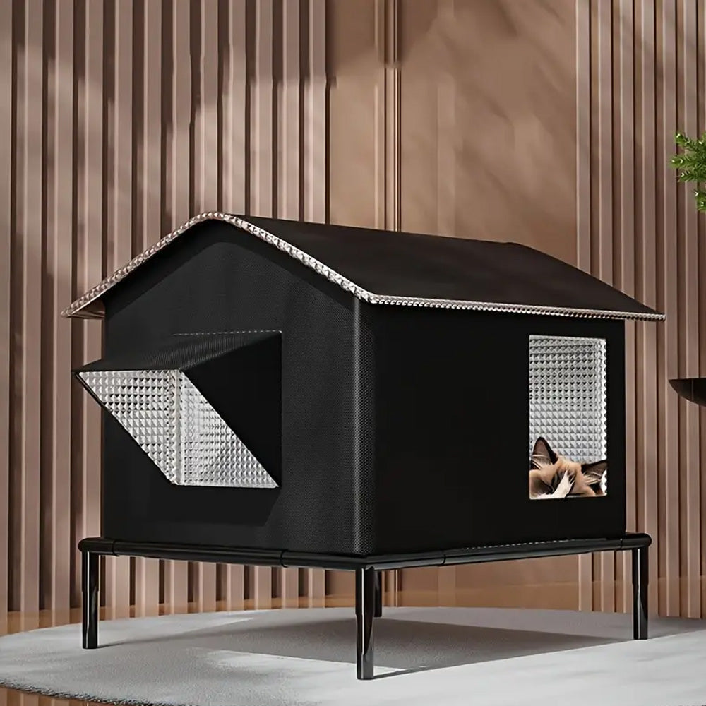 Elevated Pet Bed with Moisture Resistant Fabric and Stainless Steel Frame for Cats and Small Dogs