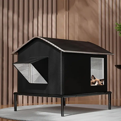 Elevated Pet Bed with Moisture Resistant Fabric and Stainless Steel Frame for Cats and Small Dogs