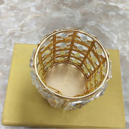 Makeup Brush Holder with Crystal Bead Design and Stainless Steel Frame, Gold or Silver