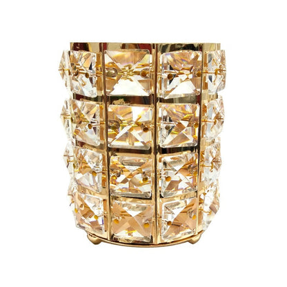 Makeup Brush Holder with Crystal Bead Design and Stainless Steel Frame, Gold or Silver