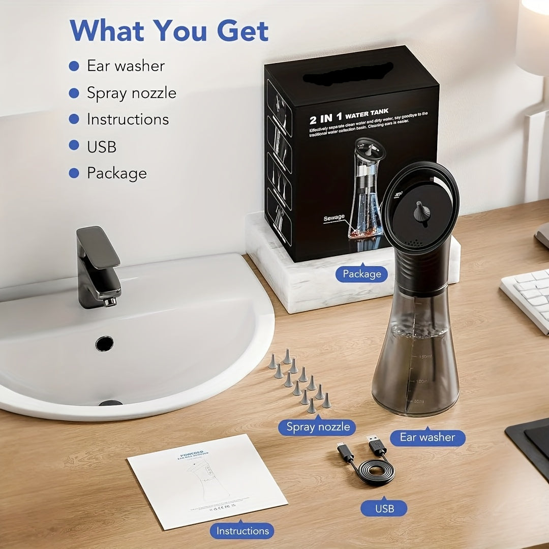 Water Flow Ear Cleaning Device with Dual Tank and Rechargeable Battery