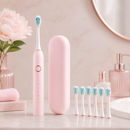 Sonic Electric Toothbrush with Built In Timer and Replacement Heads, IPX7 Water Resistant