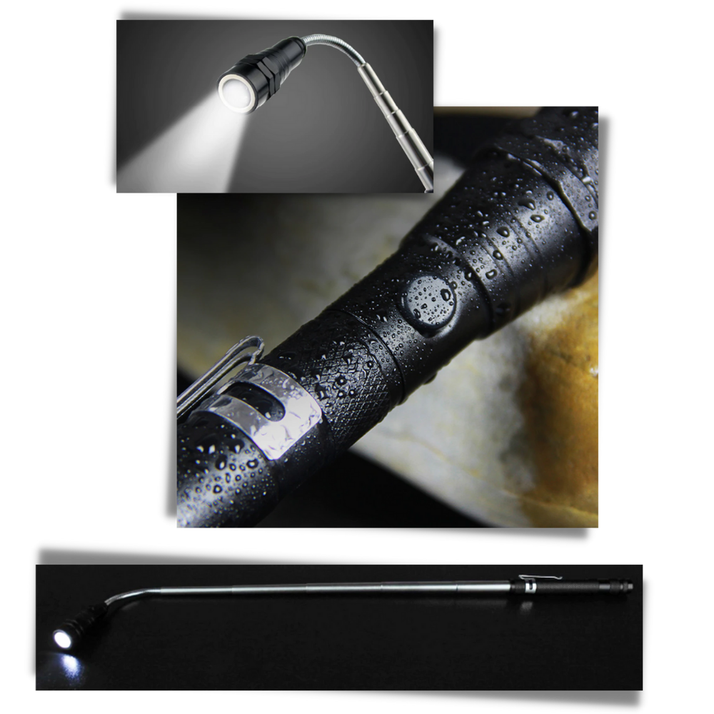 Telescopic Magnetic Pickup Tool with LED Light and Flexible Gooseneck