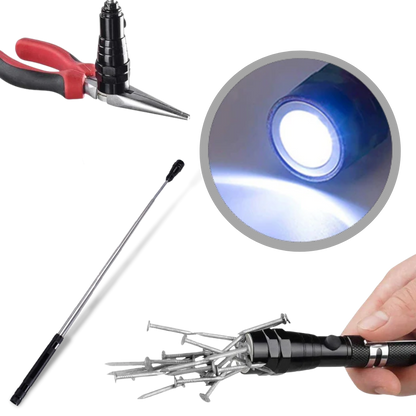 Telescopic Magnetic Pickup Tool with LED Light and Flexible Gooseneck