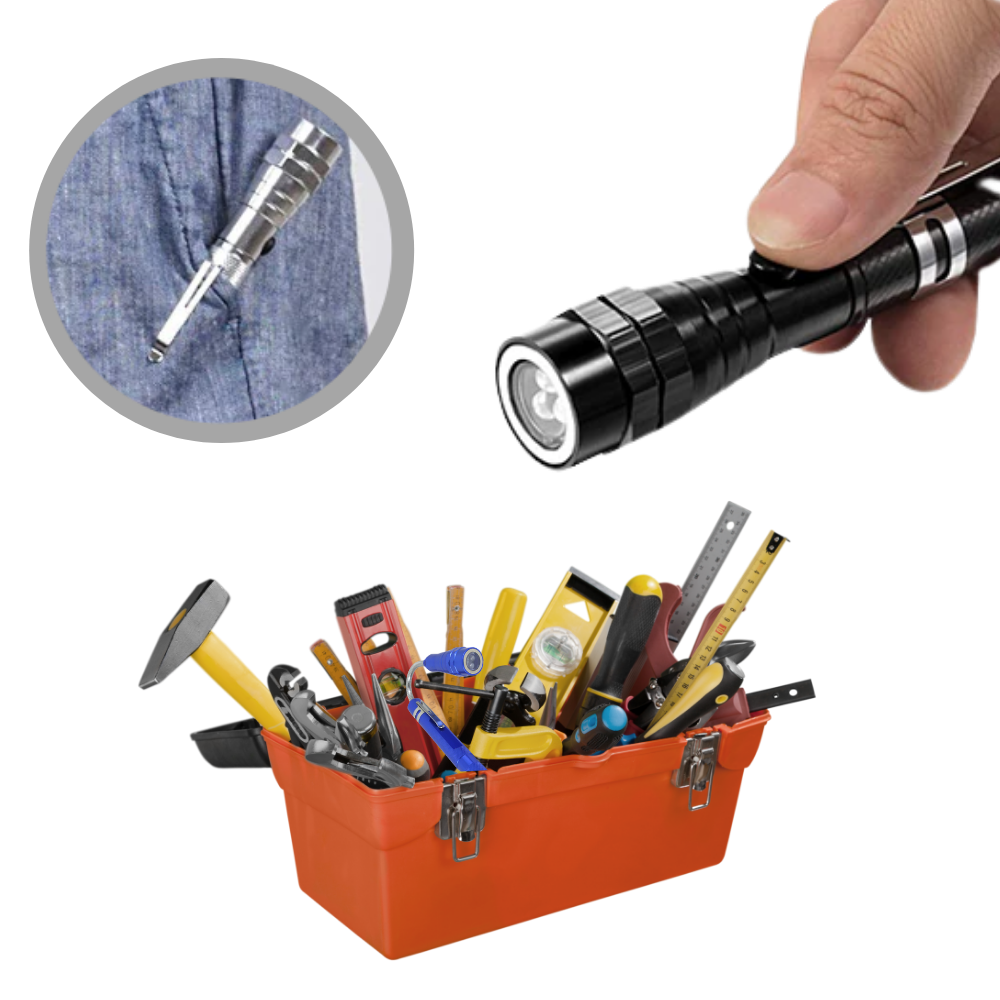 Telescopic Magnetic Pickup Tool with LED Light and Flexible Gooseneck