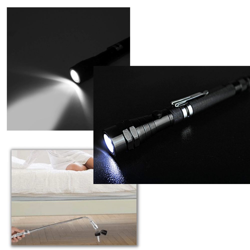 Telescopic Magnetic Pickup Tool with LED Light and Flexible Gooseneck