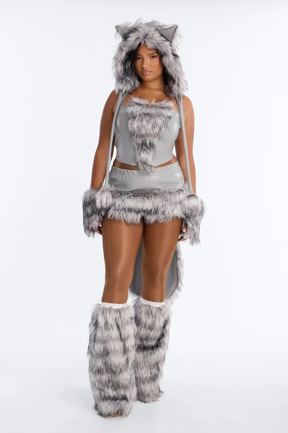 Winter Character Costume Set with Corset and Fur Trim