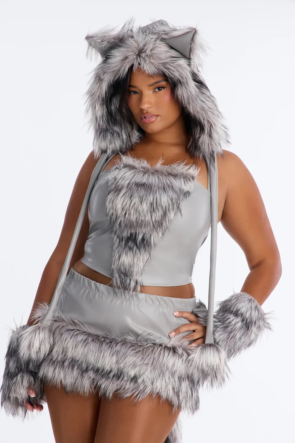 Winter Character Costume Set with Corset and Fur Trim