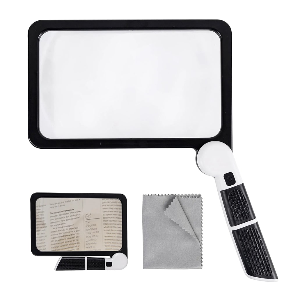 Full Page Handheld Magnifying Glass 5x Magnification, LED Lighted Magnifying Glass with 3 Modes, Ideal for Reading Books and Seniors 3