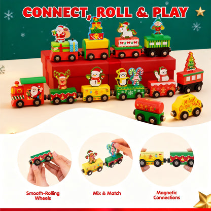 Twelve Piece Train Advent Calendar with Magnetic Cars and Daily Doors for Kids