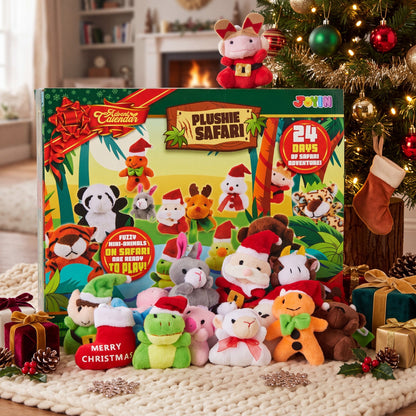 Mini Stuffed Animal Advent Calendar with 24 Plush Friends for Christmas Countdown