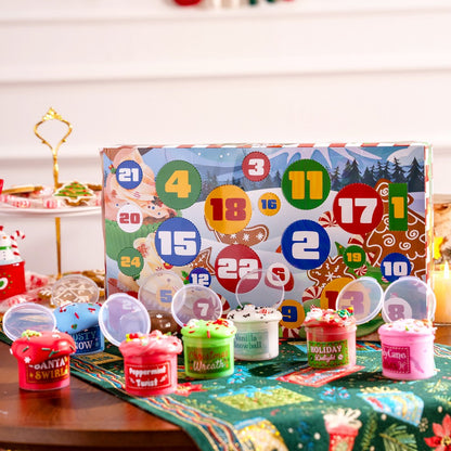 Christmas Countdown Calendar with 8 Jars of Slime and 16 Charm and Sprinkle Add Ins