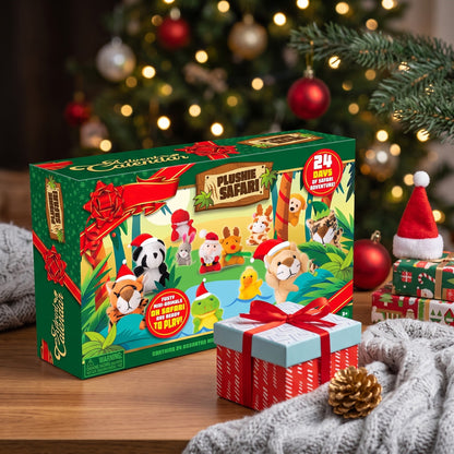 Mini Stuffed Animal Advent Calendar with 24 Plush Friends for Christmas Countdown