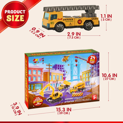 Kids Construction Advent Calendar with 24 Toy Trucks Accessories and City Play Mat
