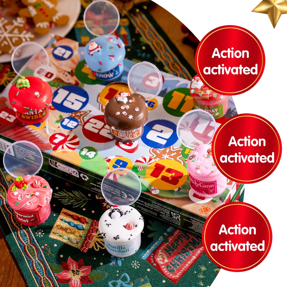 Christmas Countdown Calendar with 8 Jars of Slime and 16 Charm and Sprinkle Add Ins