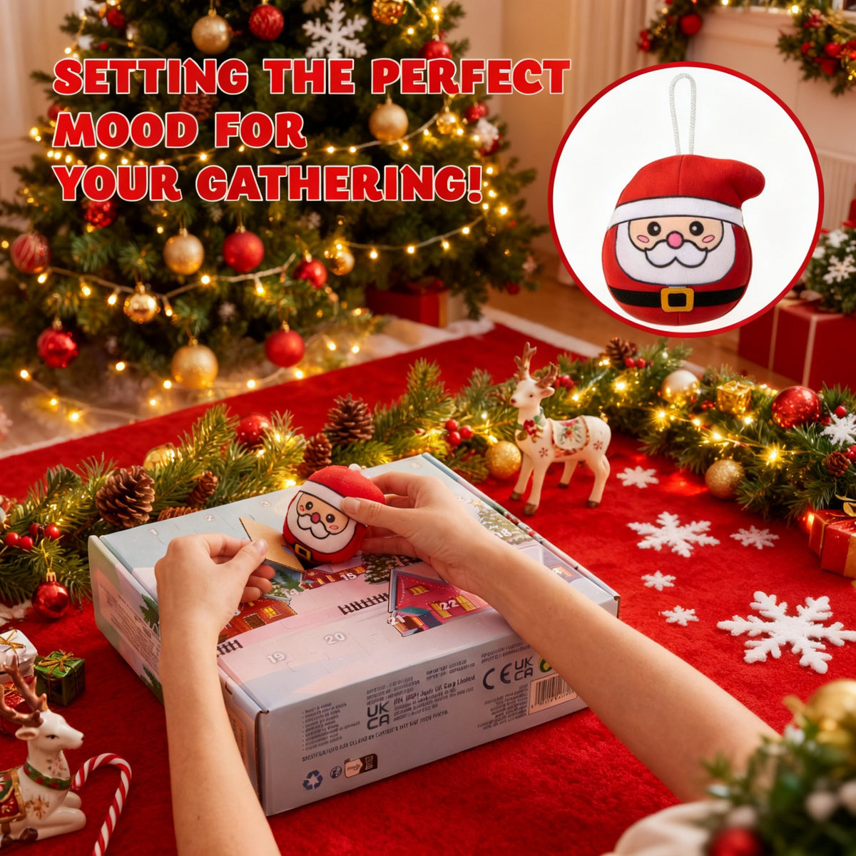 Hanging Plush Christmas Advent Calendar with 24 Tree Ornament Characters