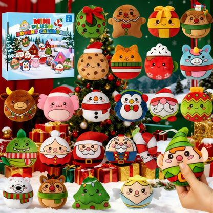 Hanging Plush Christmas Advent Calendar with 24 Tree Ornament Characters