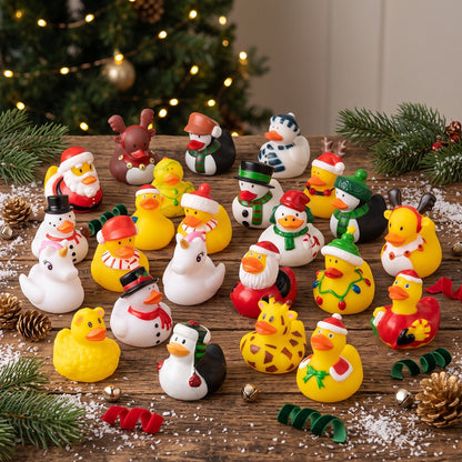 Rubber Duck Holiday Advent Calendar with 24 Festive Ducks for Kids