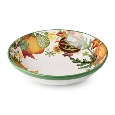 Fall Ceramic Serving Bowl with Pumpkin Gourd and Acorn Design 128 Ounce