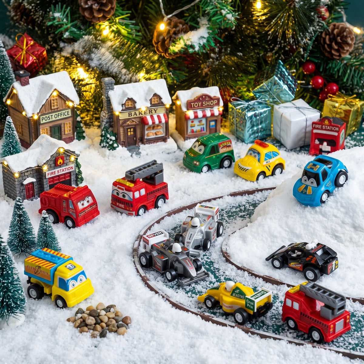 Advent Calendar with 24 Pull Back Toy Cars for Racing at Home