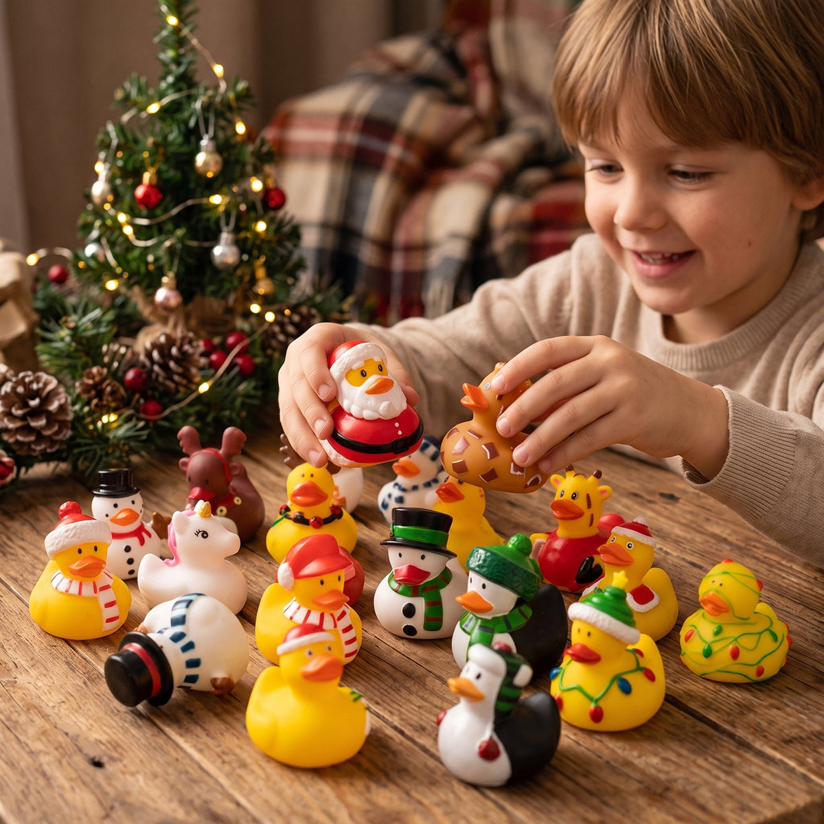 Rubber Duck Holiday Advent Calendar with 24 Festive Ducks for Kids