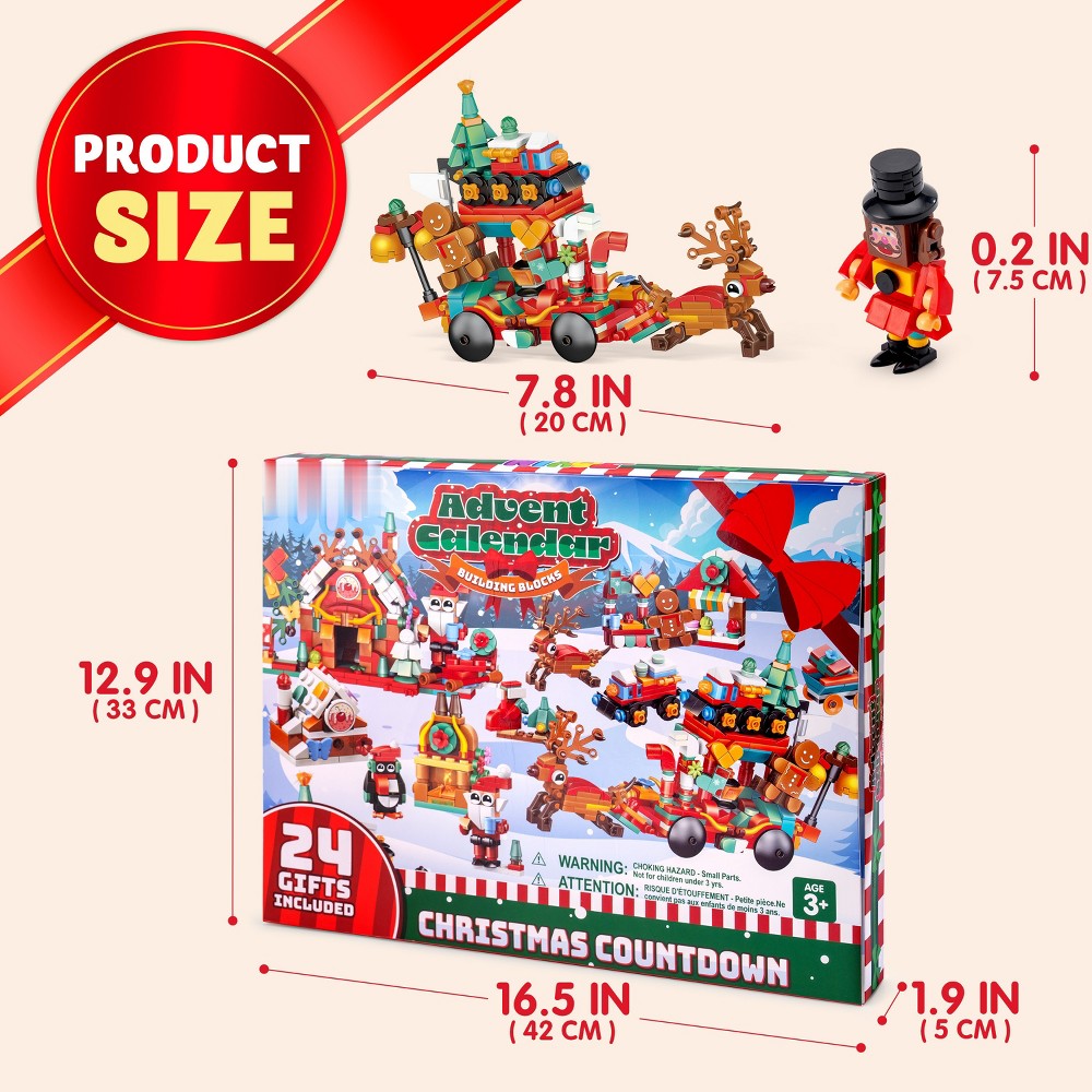 Christmas Advent Calendar with 24 Mini Block Builds and Two Larger Sets for Holiday Displays