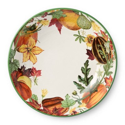 Fall Ceramic Serving Bowl with Pumpkin Gourd and Acorn Design 128 Ounce