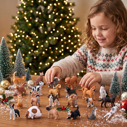 Dog and Cat Figure Advent Calendar with 24 Pets and a Pet Town Play Mat