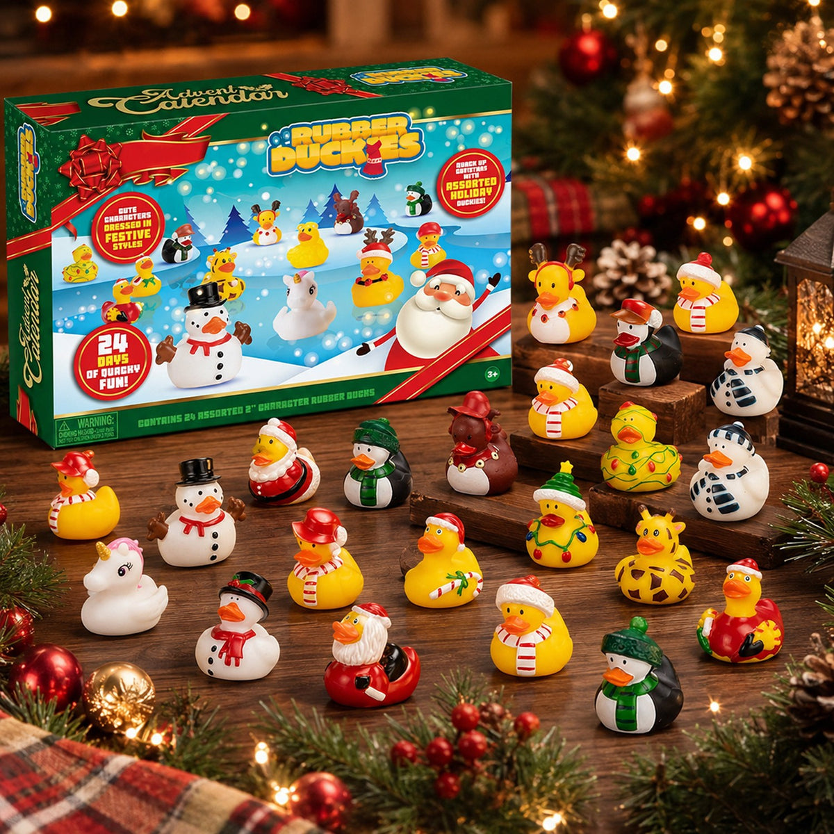 Rubber Duck Holiday Advent Calendar with 24 Festive Ducks for Kids
