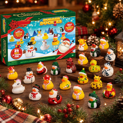 Rubber Duck Holiday Advent Calendar with 24 Festive Ducks for Kids