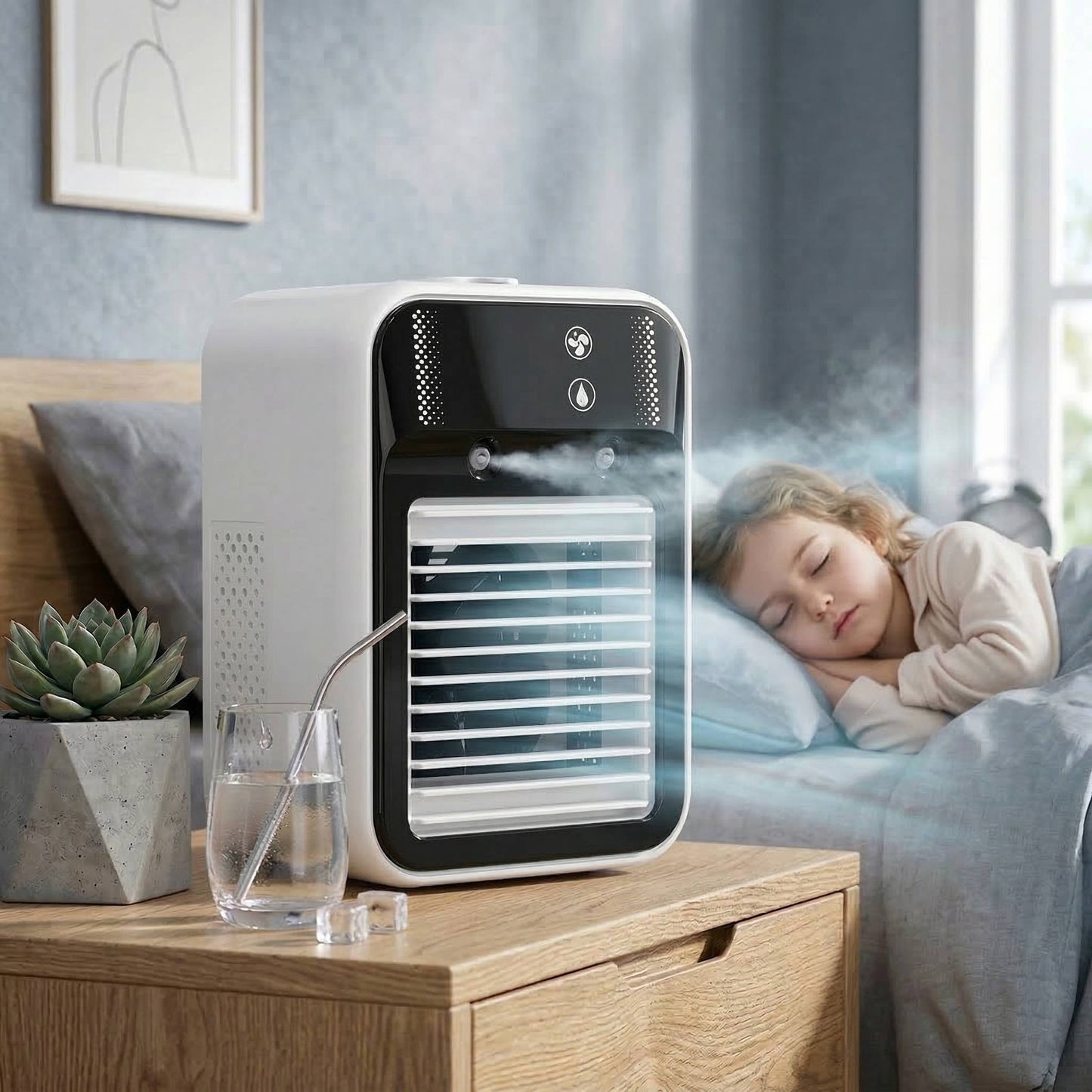 Portable Misting Air Cooler with Dual Nano Spray and Rechargeable Battery