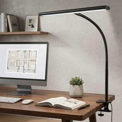 Gooseneck Desk Lamp with Stepless Dimming and Color Adjustment, 17in Wide Coverage