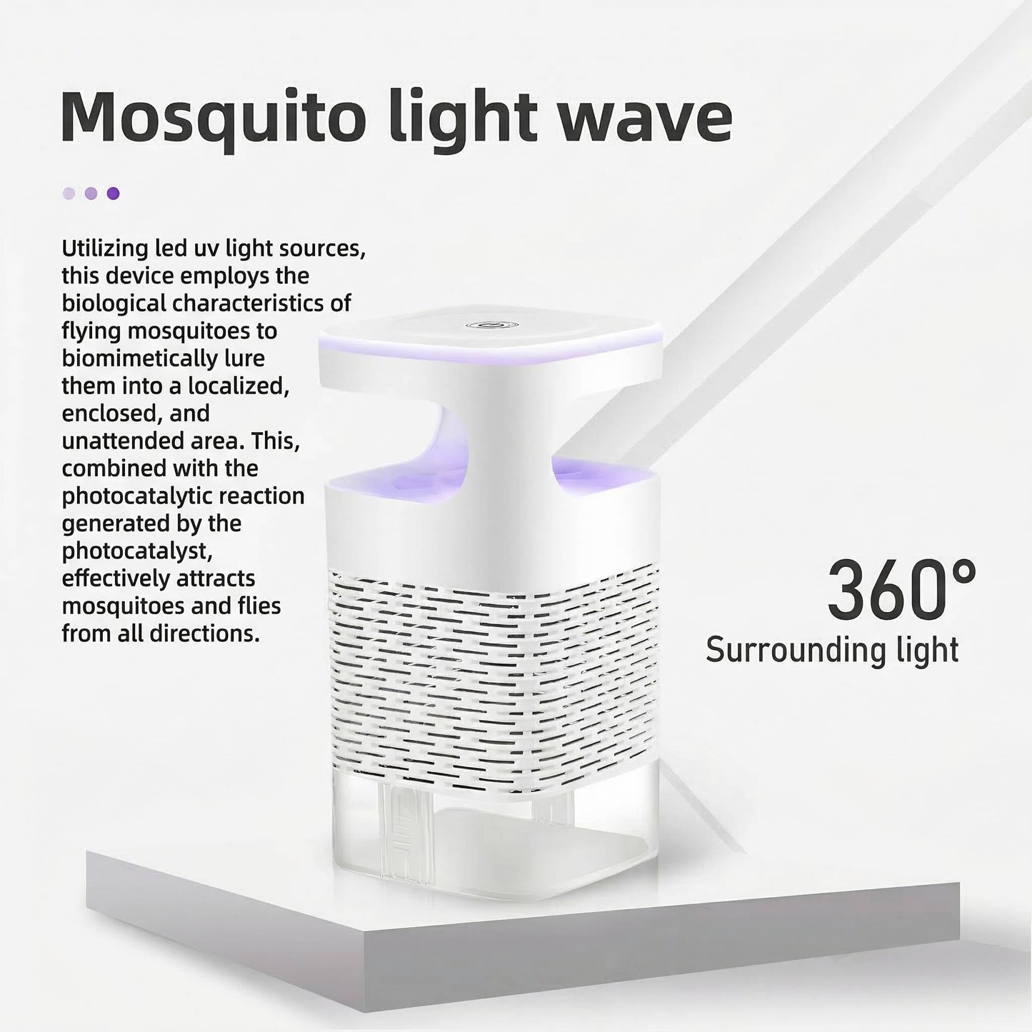UV LED Mosquito Trap with Suction Fan and Night Light, Indoor Use