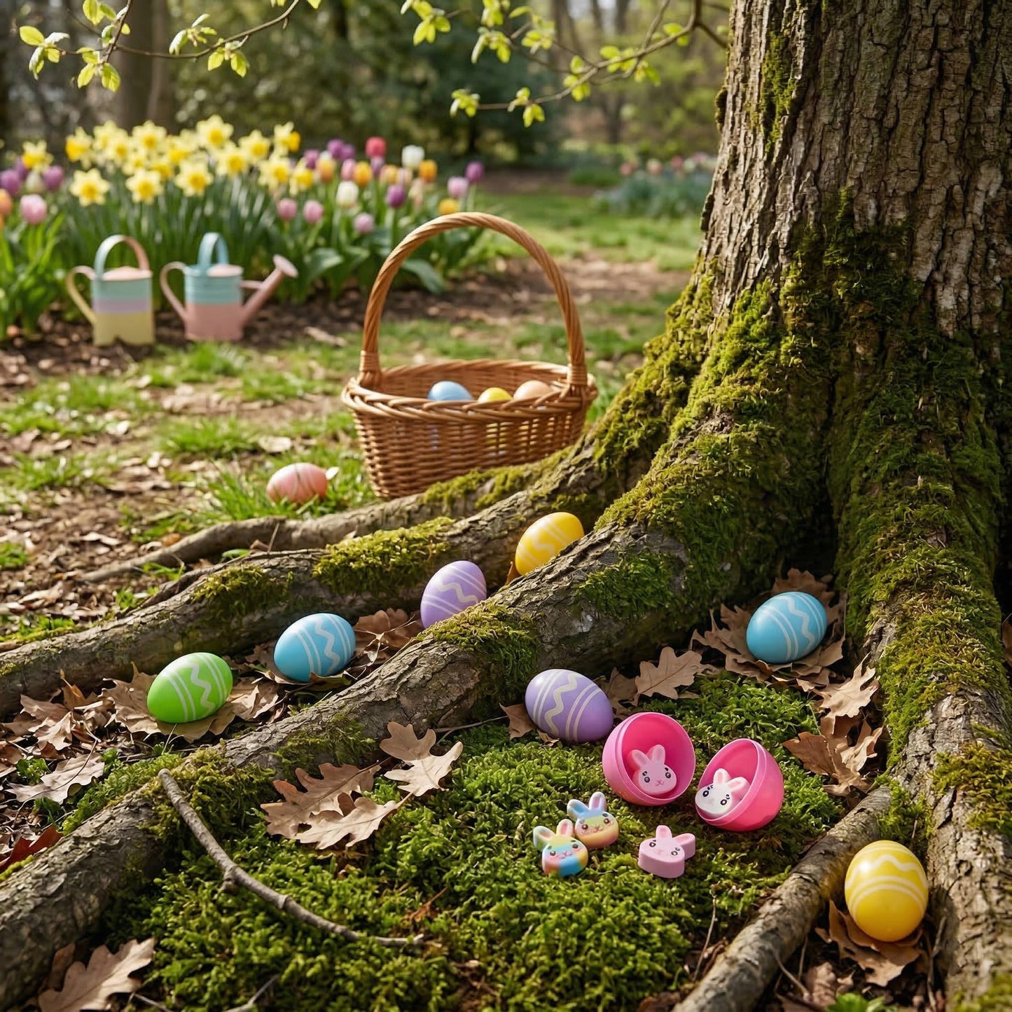 Easter Eggs with Rubber Erasers and Snap Closure, 48 Piece Set for Kids
