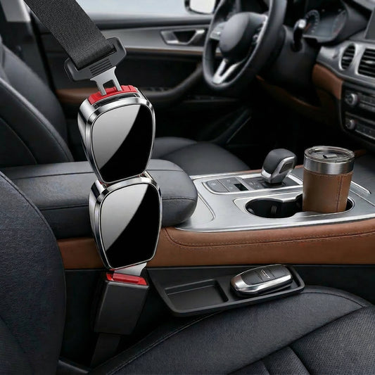 Seat Belt Extender with One Click Release and Metal Locking Tongue, 2 Pack