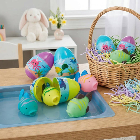Squirt Toy Easter Eggs with Vinyl Water Toys and Split Open Design, 12 Piece Set