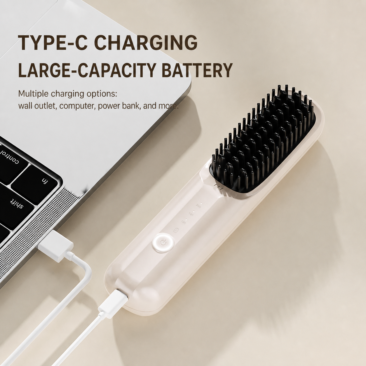 Portable Hair Straightener Brush with Ceramic Teeth and Negative Ion Technology, 30 Minute Runtime