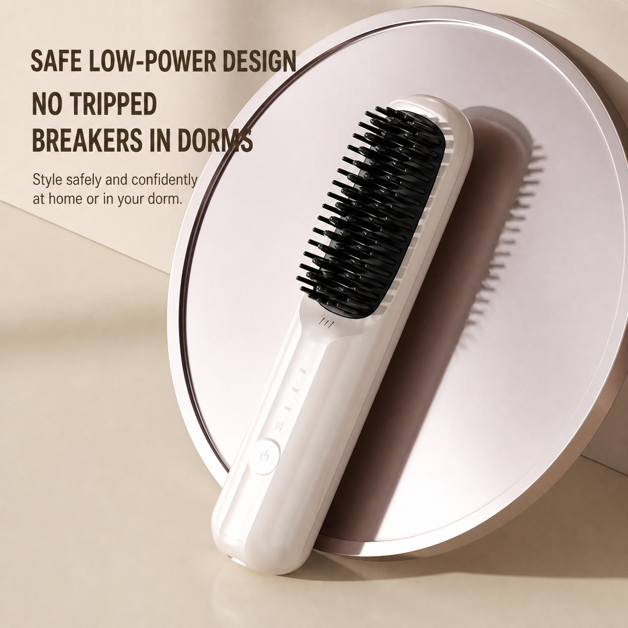 Portable Hair Straightener Brush with Ceramic Teeth and Negative Ion Technology, 30 Minute Runtime