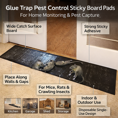 Pest Glue Trap Boards with Waterproof Plastic Base and High Viscosity Adhesive, Set of 10