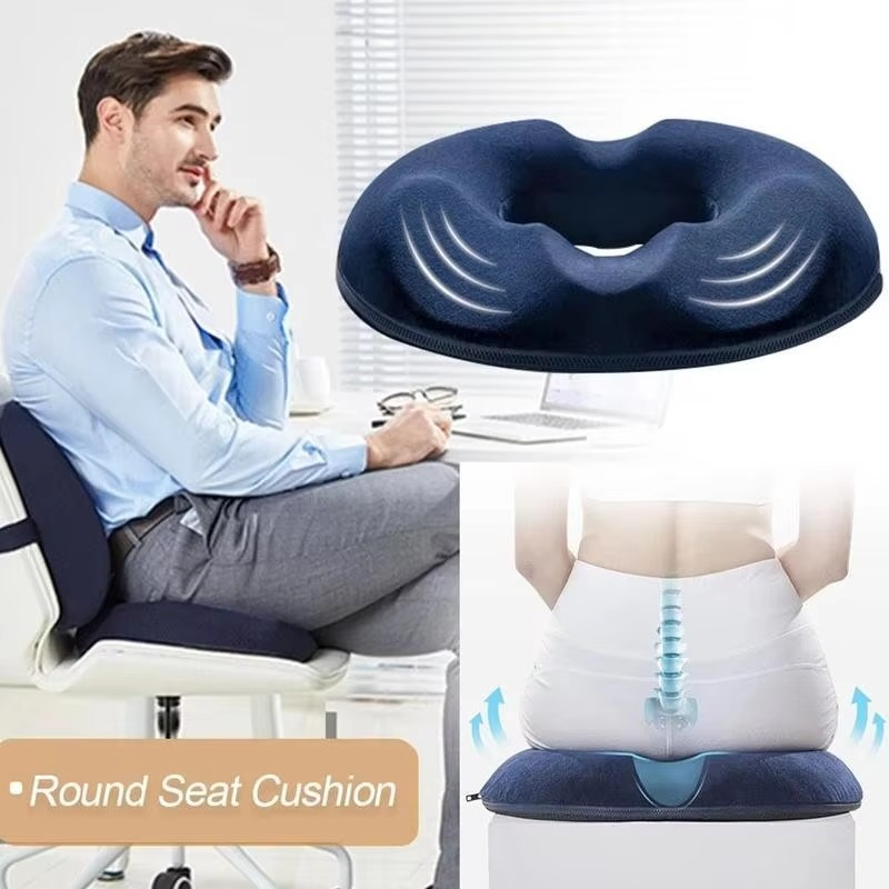 Memory Foam Donut Seat Cushion with Breathable Cover for Tailbone Support