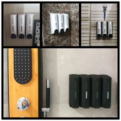 Wall Mounted Shower Dispenser with Triple Pump Chambers and Transparent Viewing