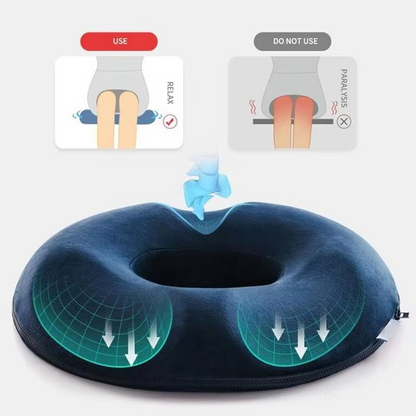 Memory Foam Donut Seat Cushion with Breathable Cover for Tailbone Support