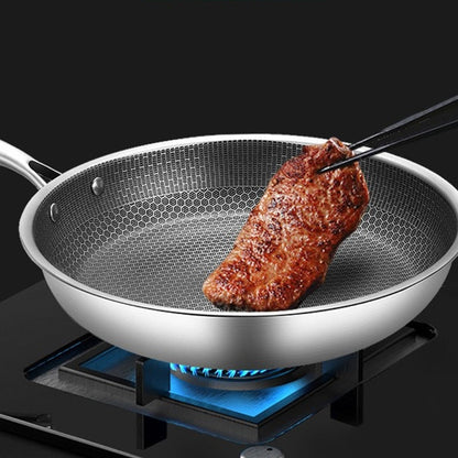 Stainless Steel Frying Pan with Pixel Pattern Surface and Scratch Resistant Coating