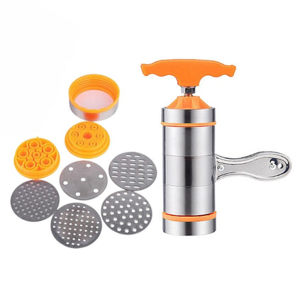 Manual Pasta Maker with Hand Crank Mechanism and Adjustable Rollers, Stainless Steel