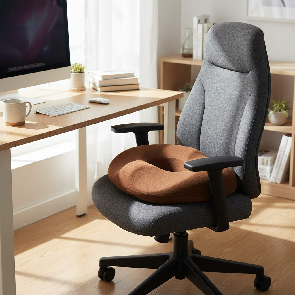 Memory Foam Seat Cushion with Non Slip Base and Machine Washable Cover